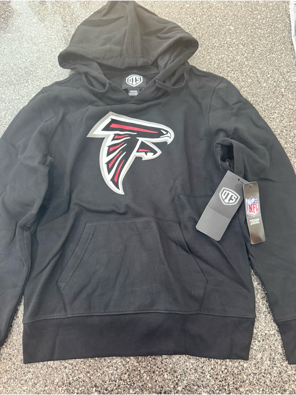 Atlanta Falcons NFL Black Hoodie Red NFL Logo NWT